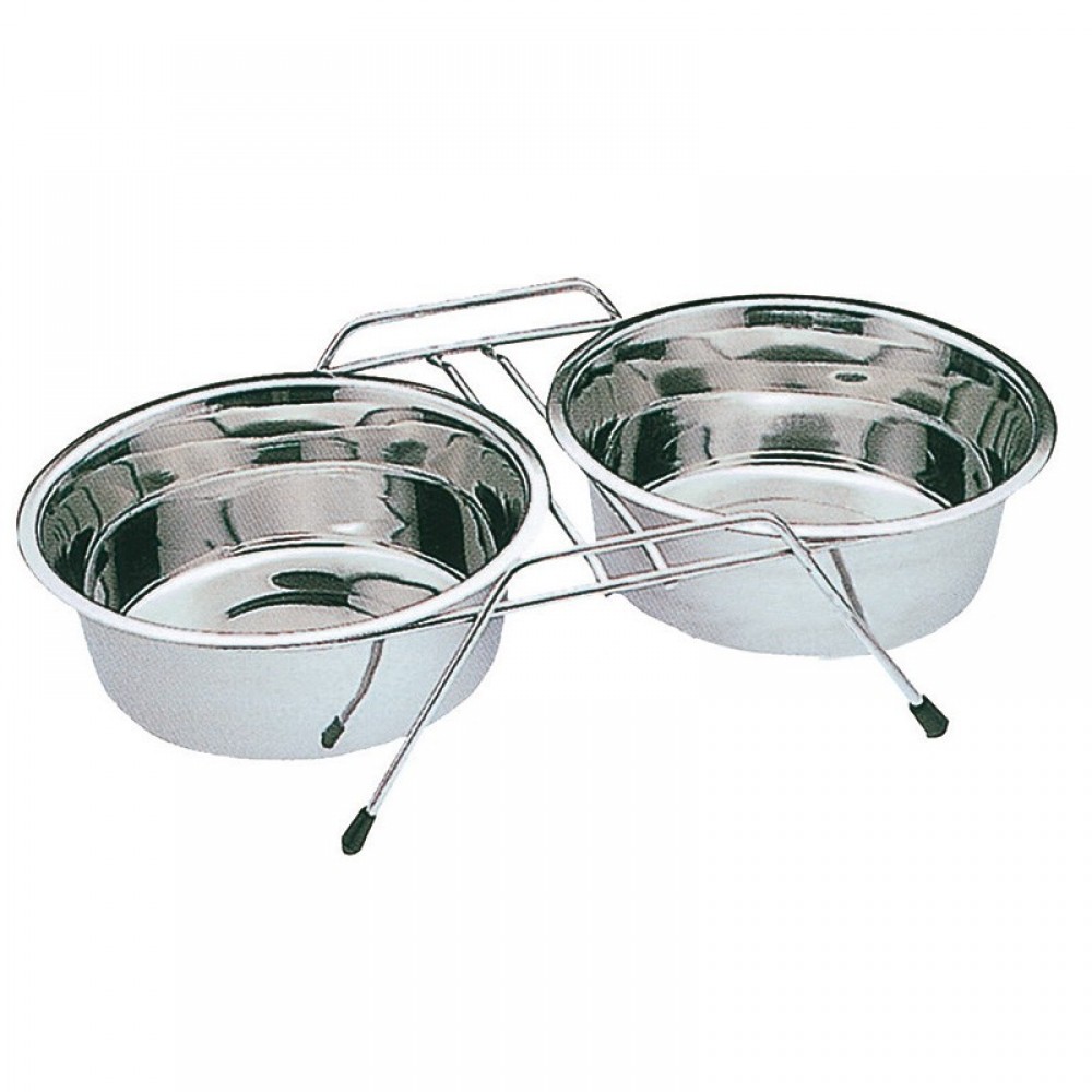 COMEDOURO M DUPLO COM SUPORTE 2 X 1750ML