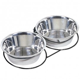 COMEDOURO DUPLO CAES 2.8 LT COM SUPORTE PAREDE