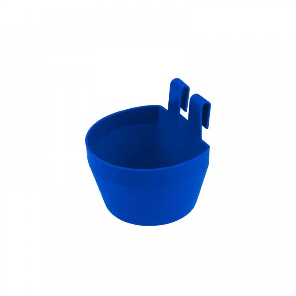 COMEDOURO PLASTICO COM GANCHOS AZUL