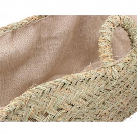 CESTO OVAL DE PALHA COM FORRO PARA LENHA 60X35X45CM