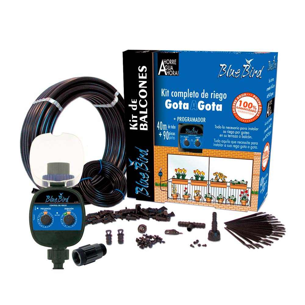 KIT DE REGA POR GOTEJADORES COM PROGRAMADOR BLUE BIRD