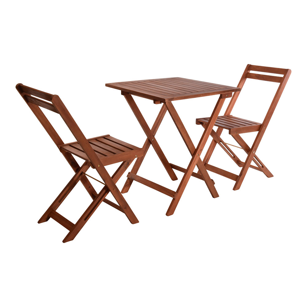 CONJUNTO DE MESA E CADEIRAS DOBRAVEIS DE ACÁCIA