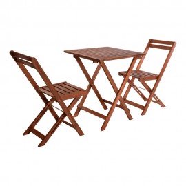 CONJUNTO DE MESA E CADEIRAS DOBRAVEIS DE ACÁCIA