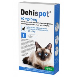 DEHISPOT 60MG /15MG P/ GATOS MED. 2.5 - 5KG - 1 PIP