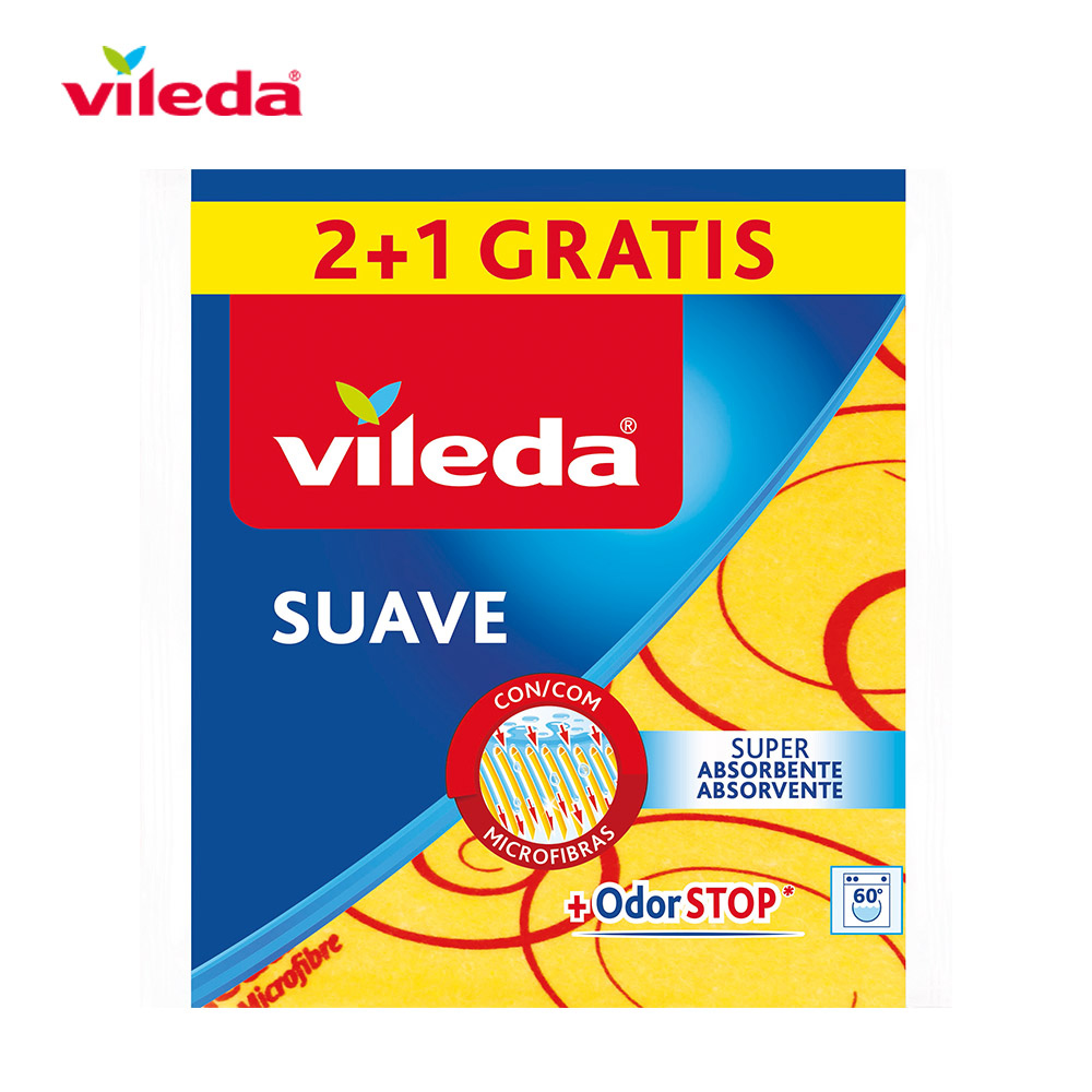 VILEDA PANO AMARELO MULTIUSOS SUAVE 2+1
