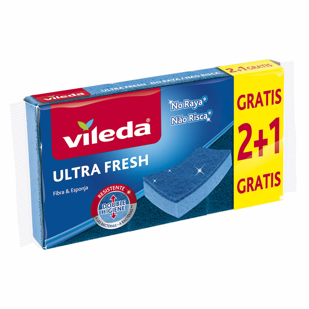 VILEDA ESFREGÃO ESPONJA ULTRAFRESH NAO RISCA- 2+1 GRATIS