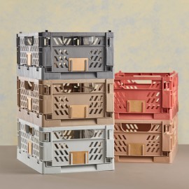 CAIXA DE ARRUMAÇÃO DOBRÁVEL 50x33x25cm -AREIA NATURAL<br>
