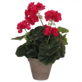 GERÂNIO COR DE ROSA ESCURO PVC EM VASO CINZENTO