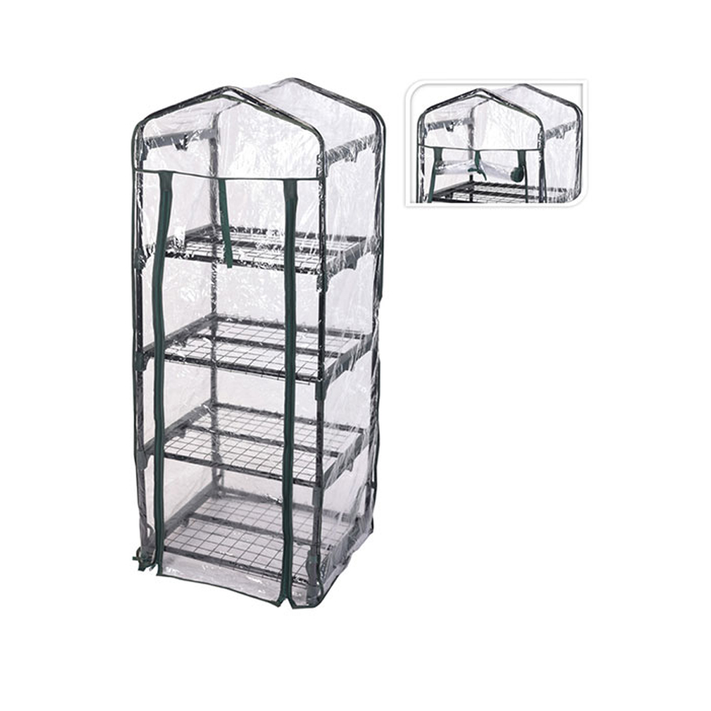 MINI ESTUFA COM 4 ALTURAS COM TELHADO – 50x45x130cm