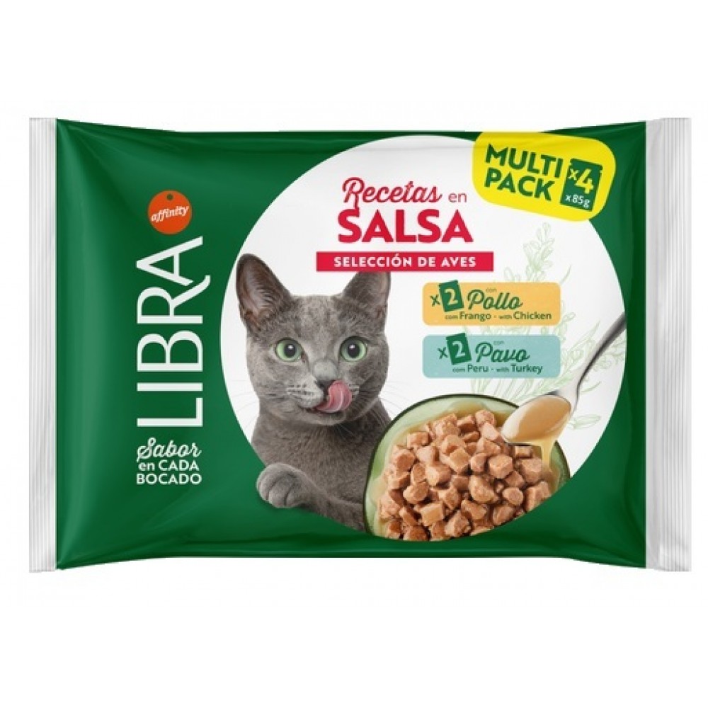 LIBRA GATO WET MOLHO FRANGO&PERU -MULTIPACK  4X85GR