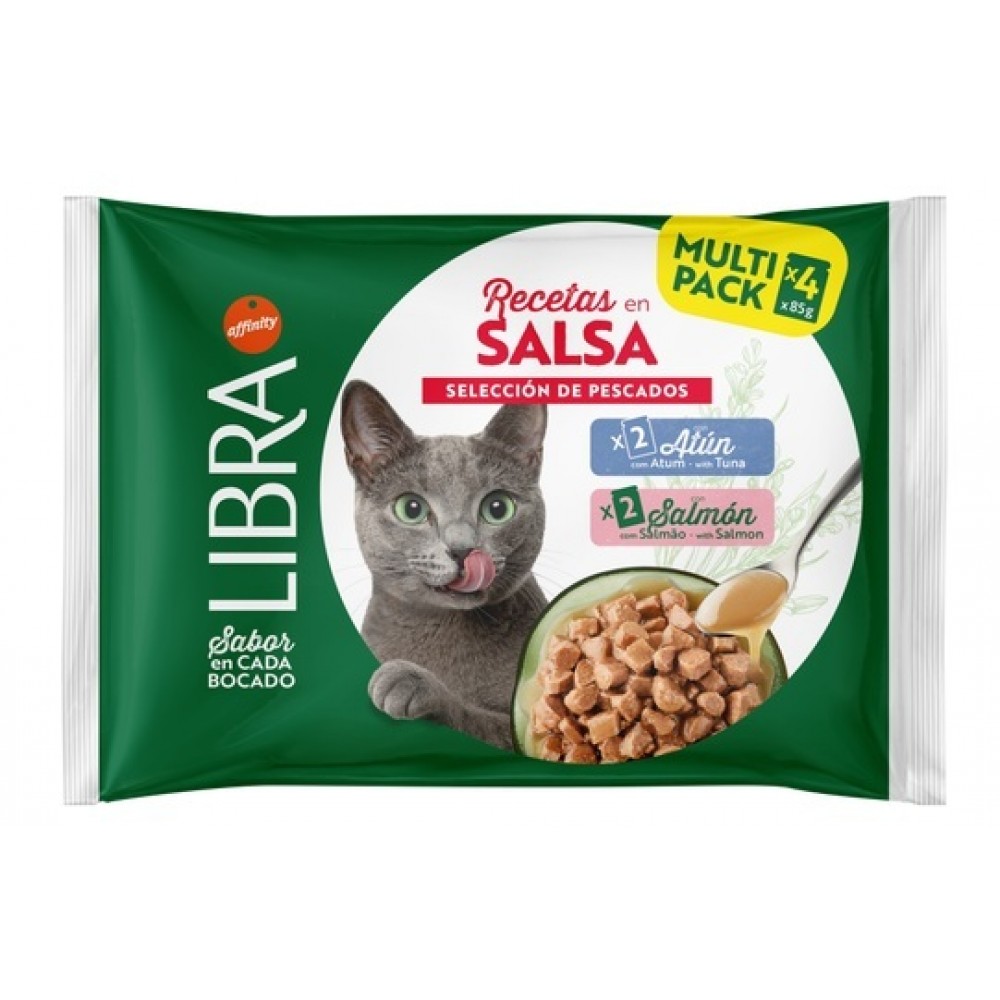 LIBRA GATO WET MOLHO SALMÃO&ATUM -MULTIPACK  4X85GR