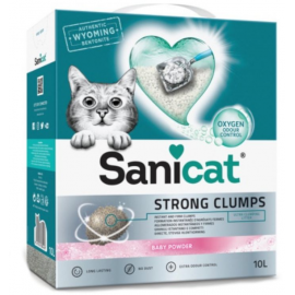 SANICAT  AREIA PARA GATOS STRONG CLUMPS BABY POWDER 10L