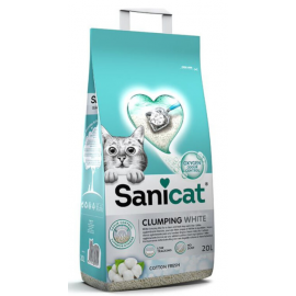 SANICAT  AREIA PARA GATOS CLUMPING WHITE COTTON FRESH 20L