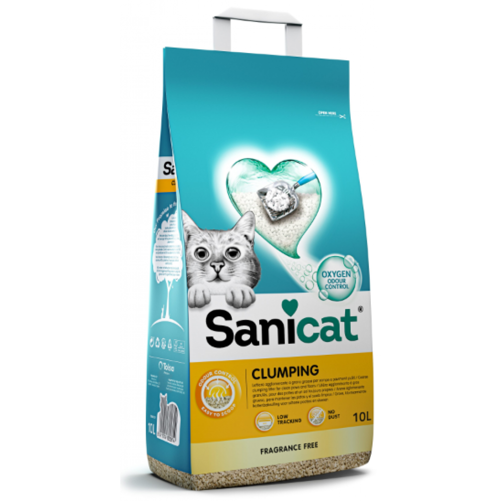 SANICAT  AREIA PARA GATOS CLUMPING FRAGRANCE FREE 10L