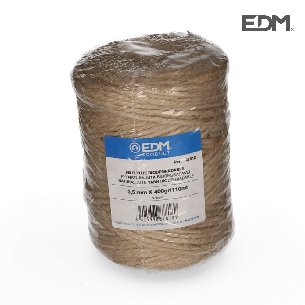 CORDA NATURAL JUTA BIODEGRADÁVEL - BOBINE 400G/110MTS