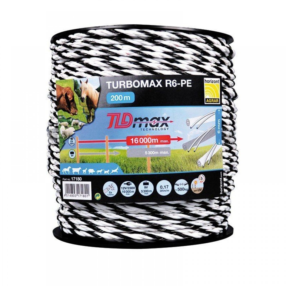 CORDAO TURBOMAX DE CERCA ELECTRICA R6 -ROLO 200M