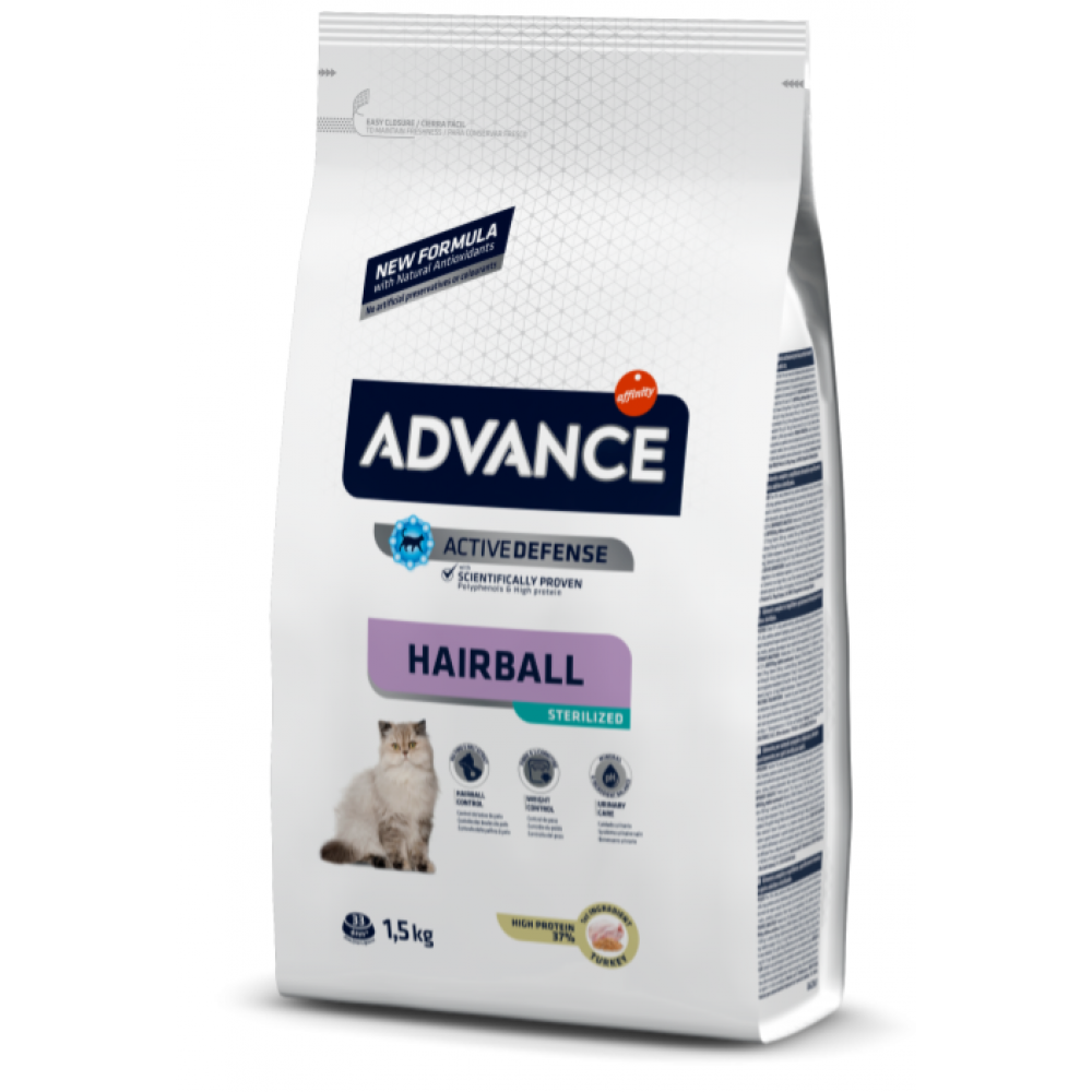 ADVANCE GATO ADULTO STERILIZED HAIRBALL -  1,5KG
