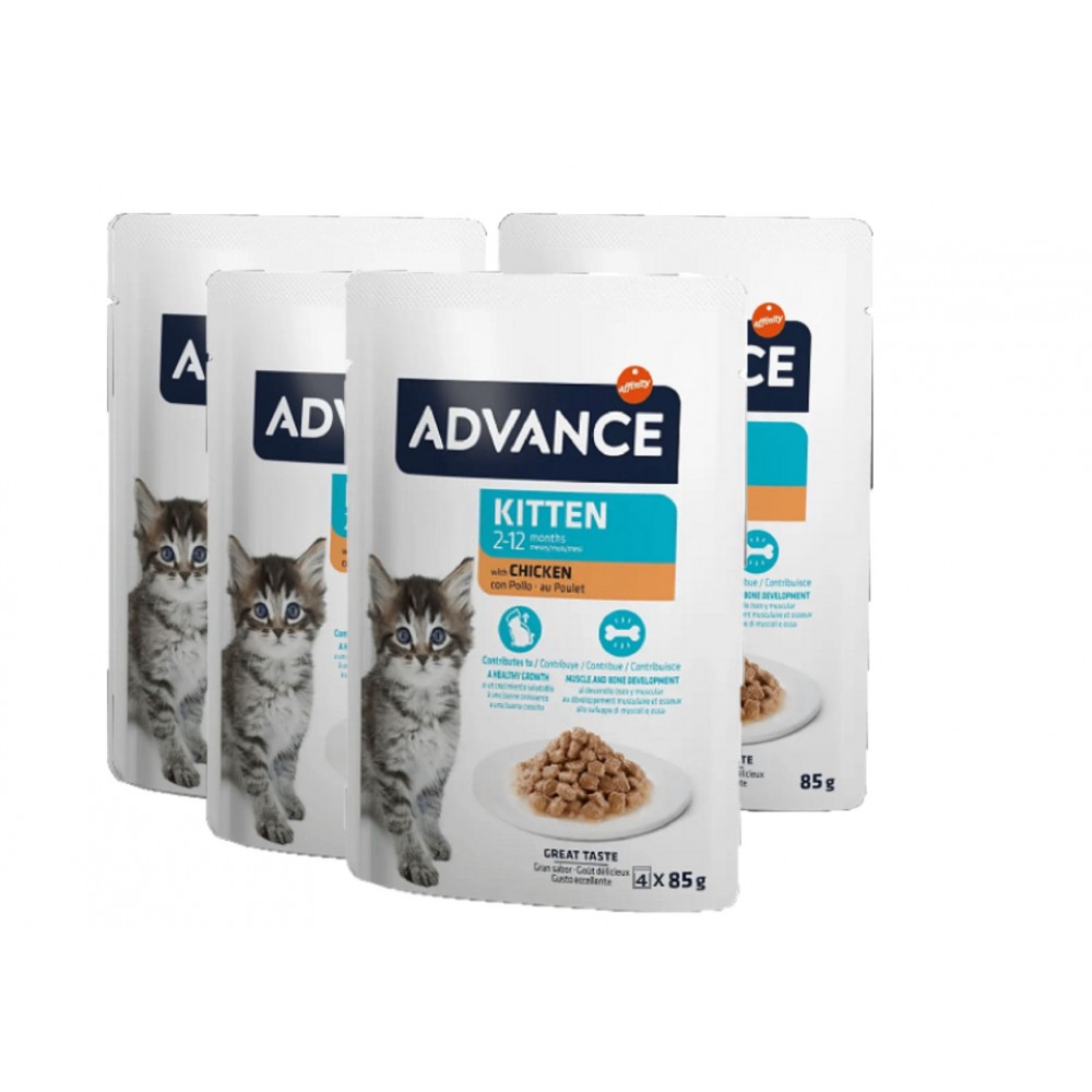 ADVANCE GATO KITTEN  WET FRANGO MULTIPACK (4X85G)