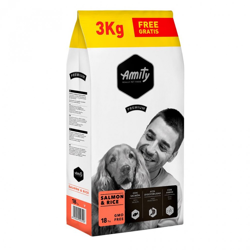 AMITY PREMIUM - SALMON & RICE -15KG + 3KG GRATIS