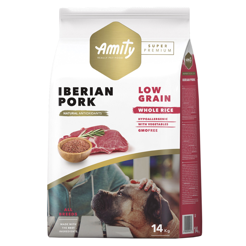 AMITY SUPER PREMIUM (LOW GRAIN) - ADULT IBERIAN PORK - 14 KG