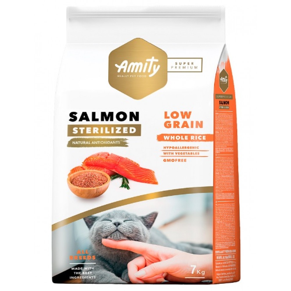 AMITY SUPER PREMIUM LOW GRAIN SALMON STERILIZED CAT - 7KG