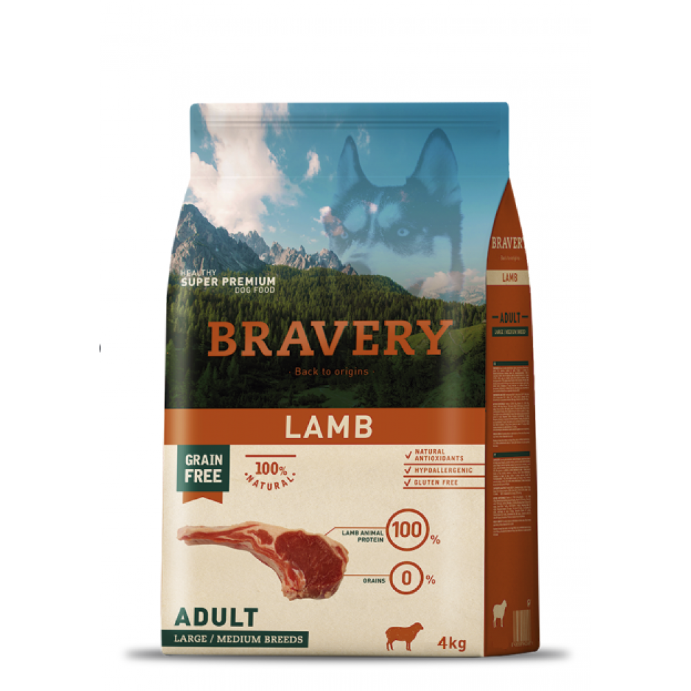 BRAVERY CAO ADULTO  LAMB MEDIUM/LARG BREEDS - 4KG