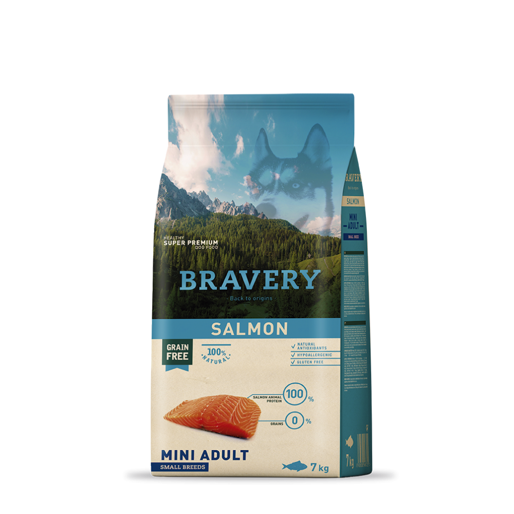 BRAVERY CAO ADULTO MINI SALMON  SMALL BREEDS -  7KG