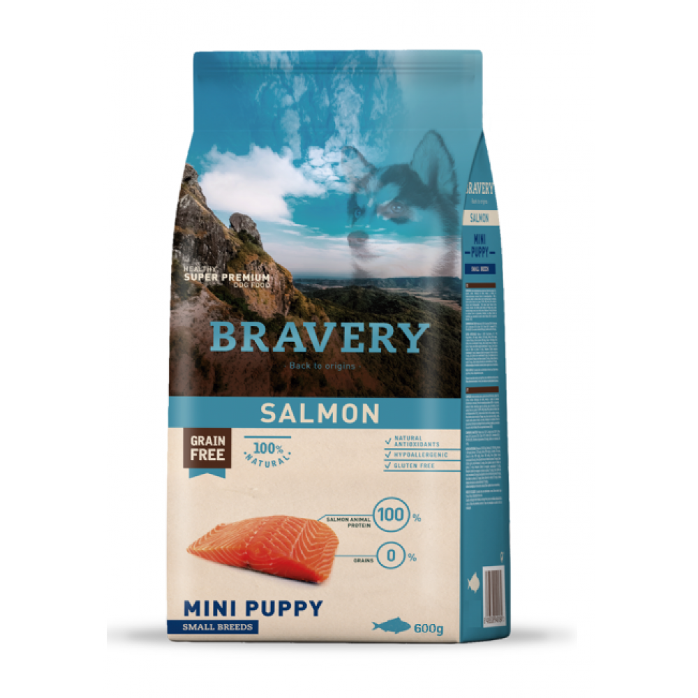 BRAVERY CAO PUPPY MINI SALMON  SMALL BREEDS -  600G