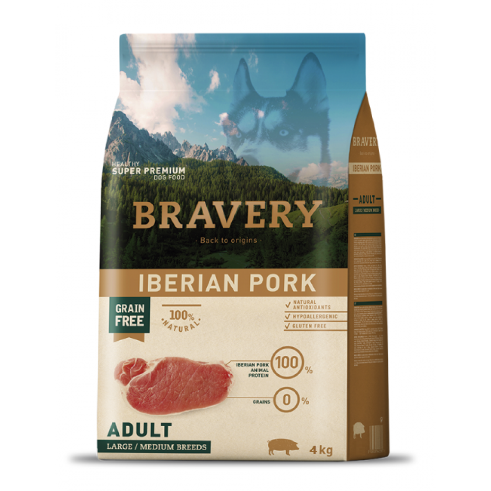 BRAVERY CAO ADULTO IBERIAN PORK  MEDIUM/LARG BREEDS - 4KG