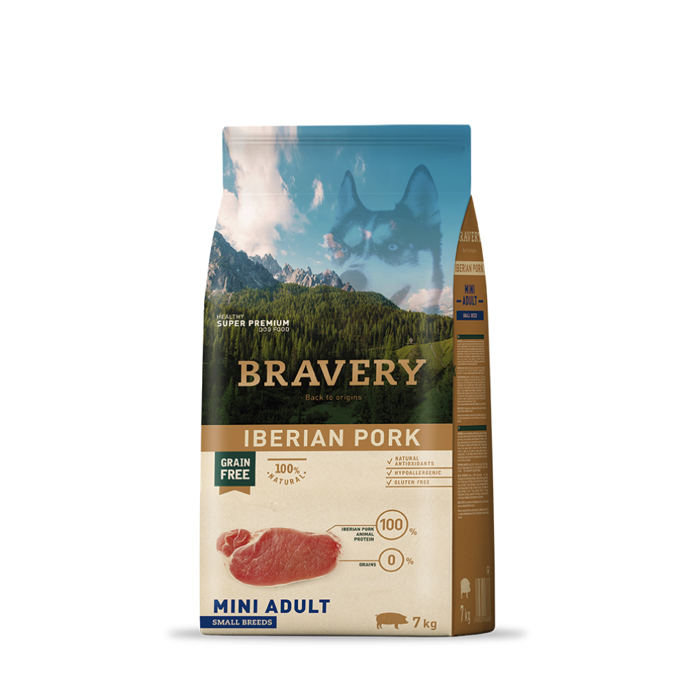 BRAVERY CAO ADULTO MINI IBERIAN PORK  SMALL BREEDS - 7KG