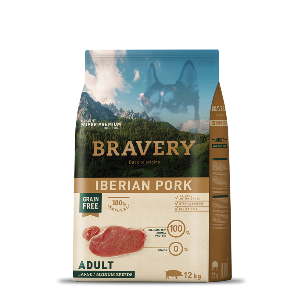 BRAVERY CAO ADULTO IBERIAN PORK  MEDIUM/LARG BREEDS - 12KG
