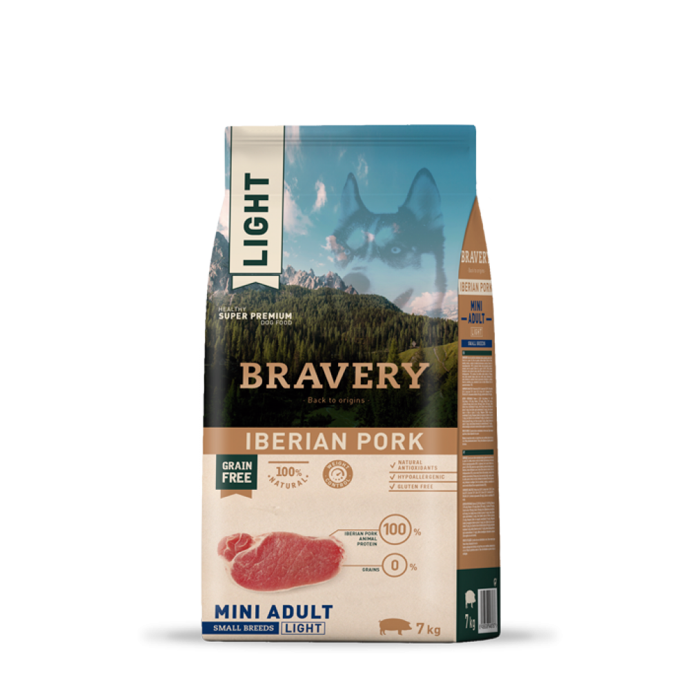 BRAVERY CAO ADULTO MINI IBERIAN PORK  SMALL BREEDS (LIGHT) - 7KG