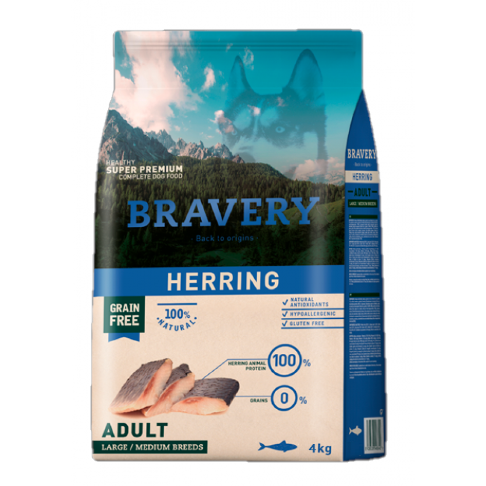 BRAVERY CAO ADULTO HERRING MEDIUM/LARGE BREEDS - 4KG