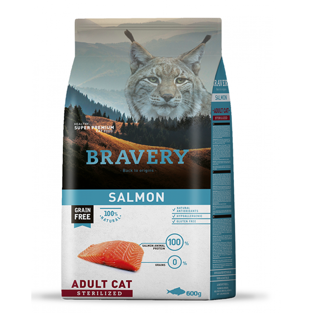 BRAVERY GATO ADULTO SALMON STERILIZED - 600G