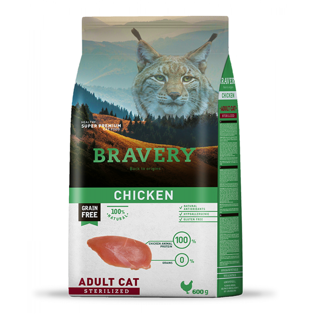 BRAVERY GATO ADULTO CHICKEN STERILIZED - 600G