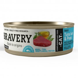 BRAVERY GATO ADULTO WET TUNA LOIN FILLET & PEAS (12X70G)