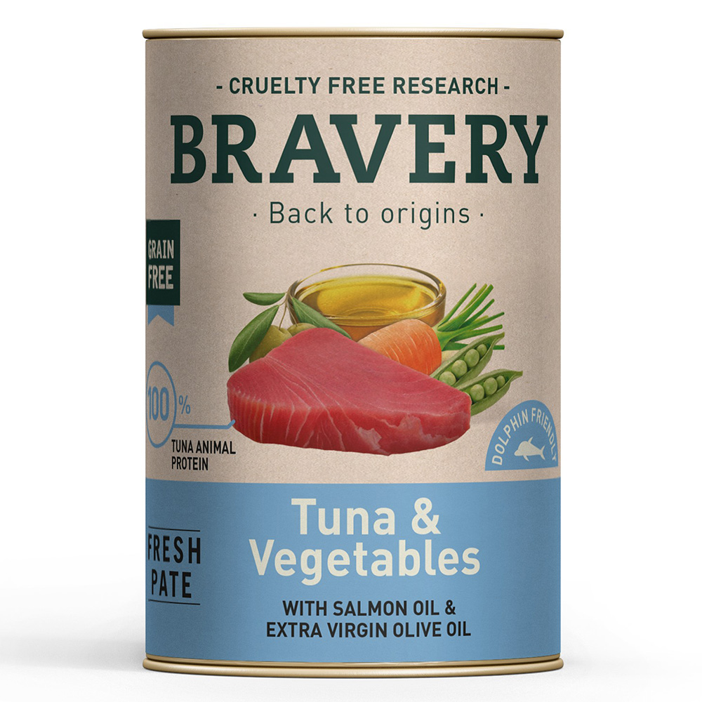 BRAVERY  CAO WET TUNA & VEGETABLES - LATA 290G