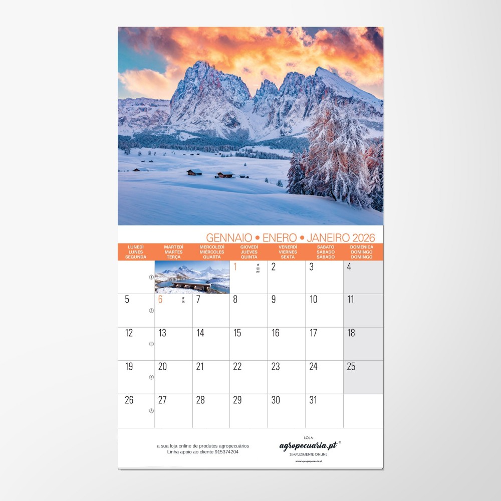CALENDARIO 2026 DE PAREDE COM BONITAS PAISAGENS lojaagropecuaria.pt