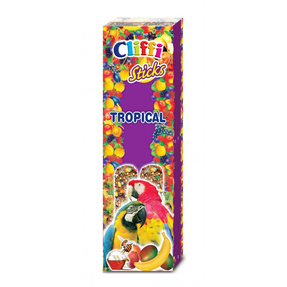 CLIFFI STICKS P/PAPAGAIOS C/FRUTOS E MEL - 150 GR