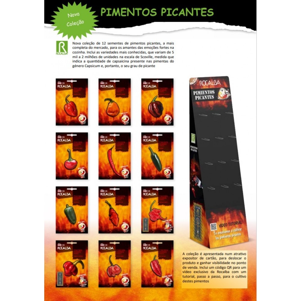 EXPOSITOR COMPLETO ROCALBA PVL PIMENTOS PICANTES - 12 X 20 PACOTES