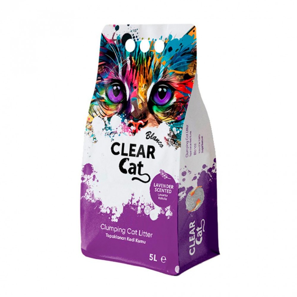 AREIA P/ GATOS CLEAR CAT BLANCO LITTER LAVANDA - 5LT