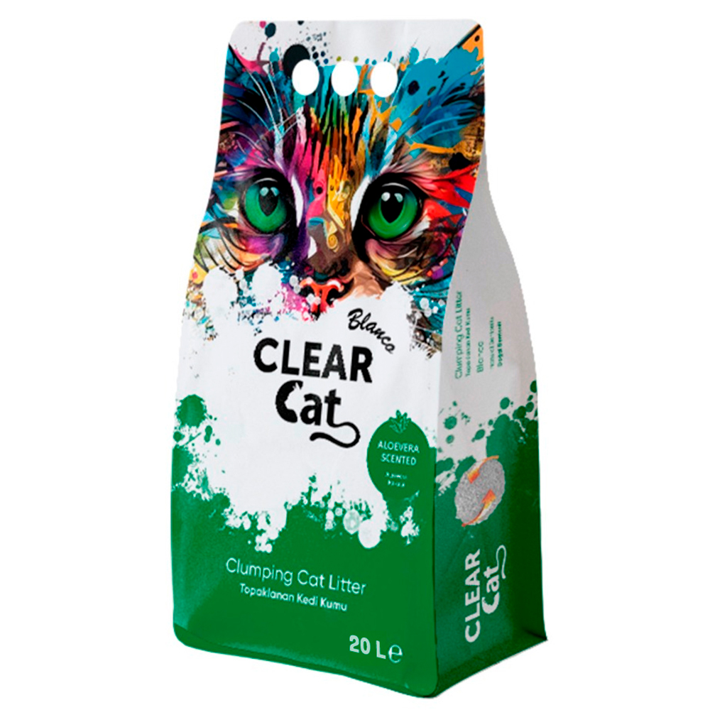 AREIA P/GATOS- CLEAR CAT LITTER ALOE VERA- 20L