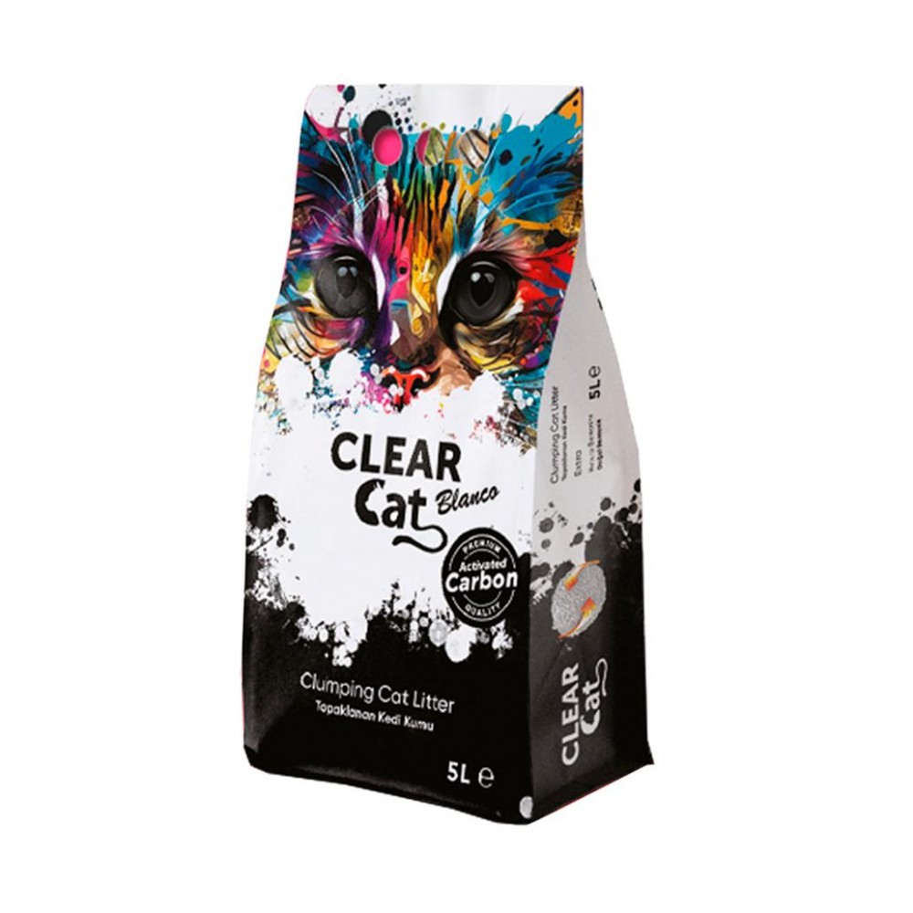 AREIA P/GATOS- CLEAR CAT LITTER CARVÃO ATIVADO - 5LT