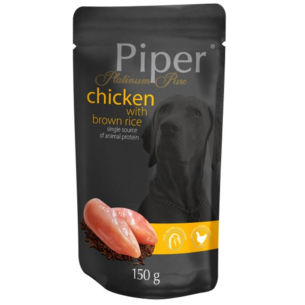 PIPER - CÃO ADULTO PLATINUM PURE - 100% FRANGO COM ARROZ INTEGRAL- 150 GR