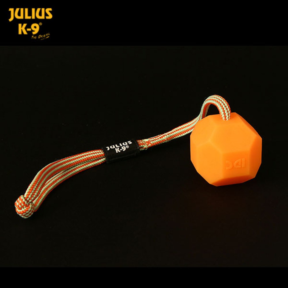 BOLA "JULIUS K-9" FLUORESCENTE C/ CORDA Ø 6 CM (LARAN./MACIA)