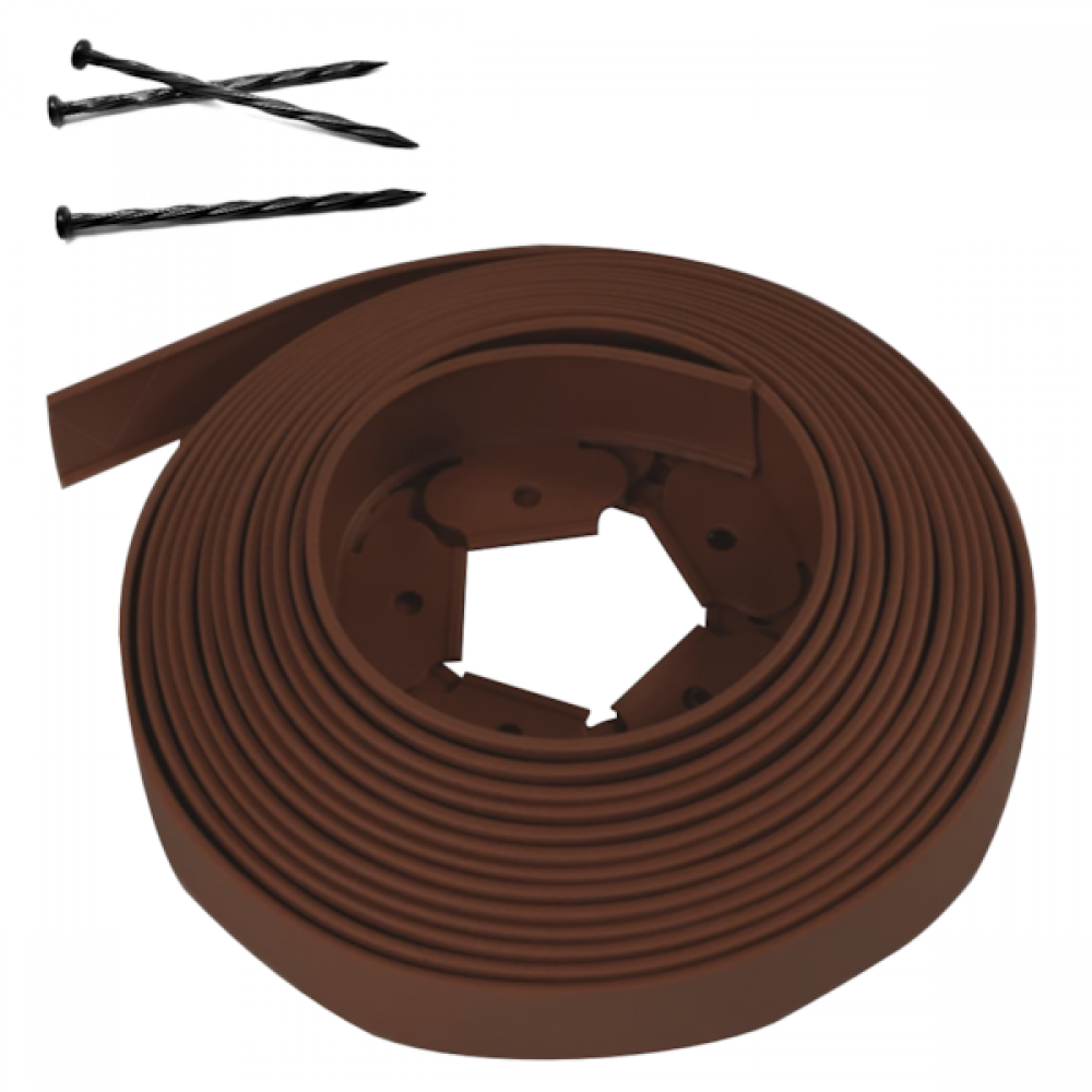 SEPARADOR DE RELVA TIPO L FIXAÇÃO C/30 PREGOS CASTANHO 50MM X 10MT