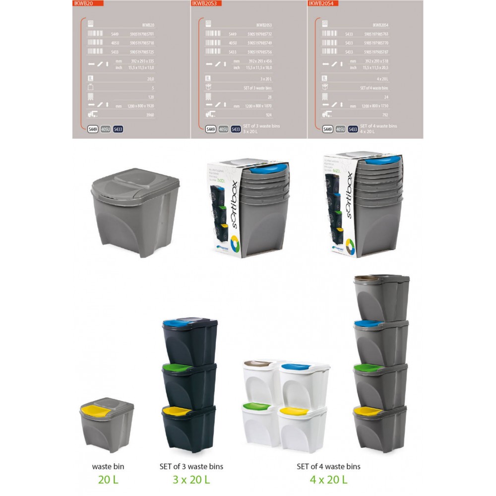 BALDE ECO PONTO COM TAMPA COR CINZA - KIT 3