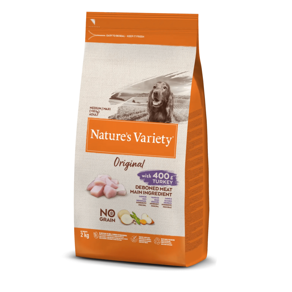 NATURE'S VARIETY ORIGINAL  CAO ADULTO MEDIUM/MAXI  NO GRAIN PERÚ -  2 KG
