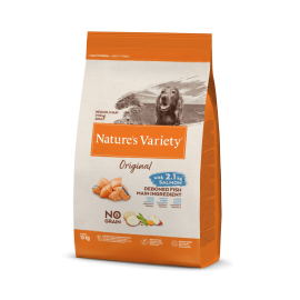 NATURE'S VARIETY ORIGINAL  CAO ADULTO MEDIUM/MAXI NO GRAIN SALMÃO -  10KG