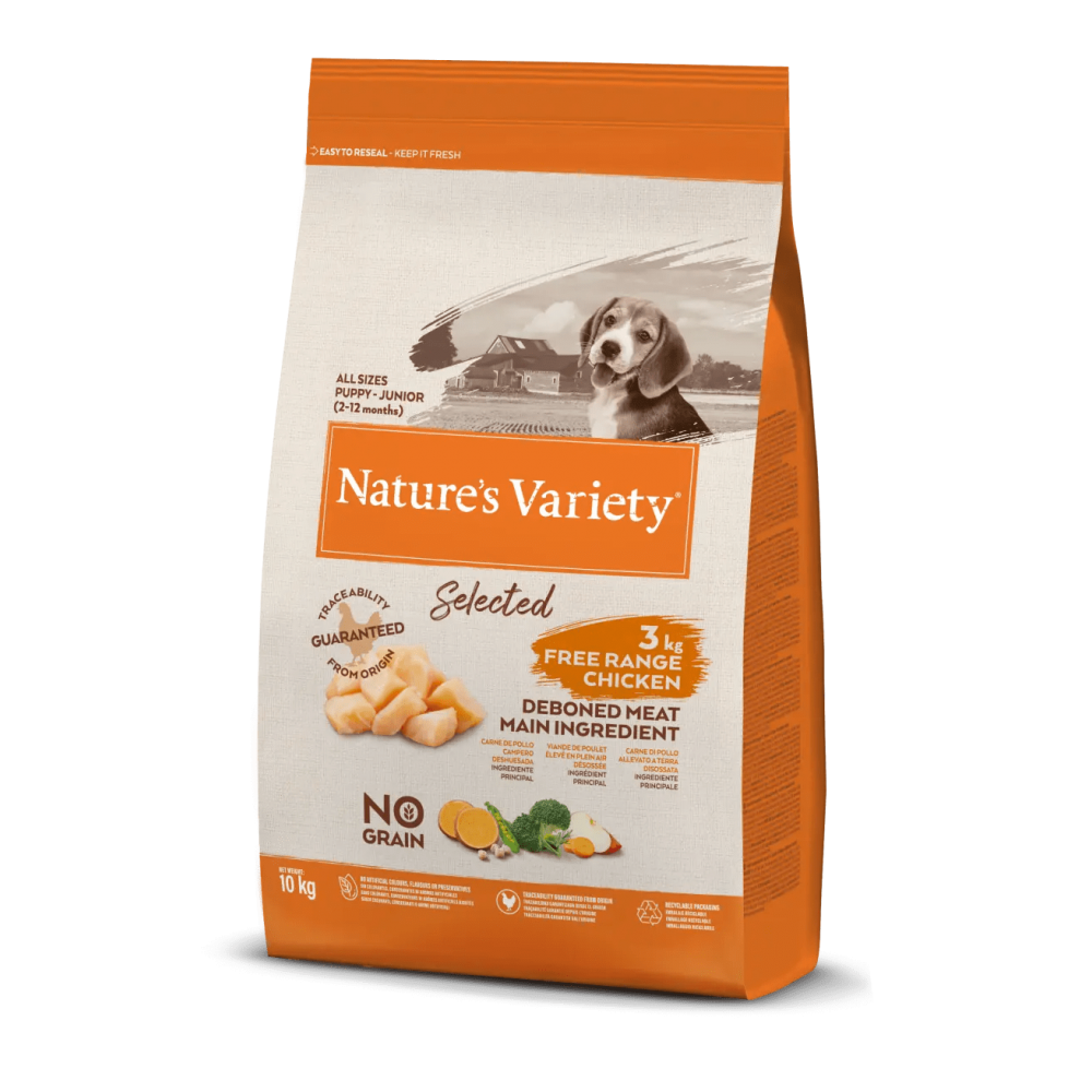 NATURE'S VARIETY SELECTED  CAO (PUPPY) JUNIOR NO GRAIN  FRANGO DO CAMPO -  10 KG